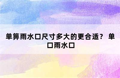 单箅雨水口尺寸多大的更合适？ 单口雨水口